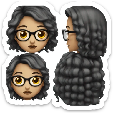 Girl white skin whit glasses long black hair with side bangs sticker