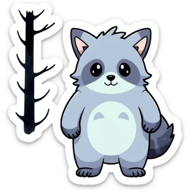 watercolor furry creature in a misty forest sticker