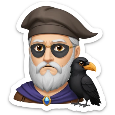 norse god odin with one eyepatch on his left eye and raven on his shoulder sticker