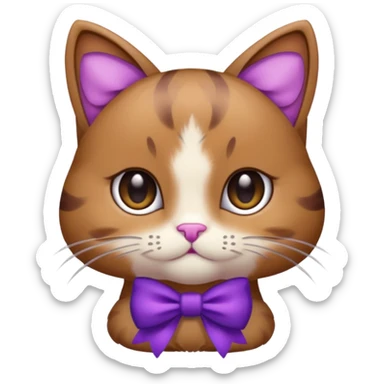 Brown kitty with a purple bow sticker