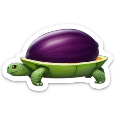 aubergine sur une tortue avec une tete de mangue sticker