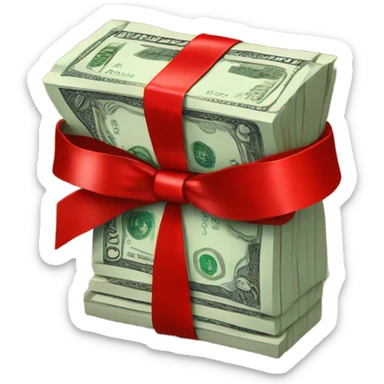  money with red bow sticker