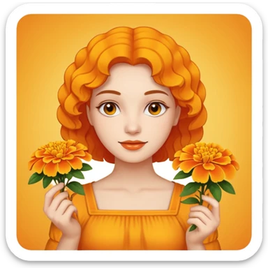 woman holding marigolds sticker