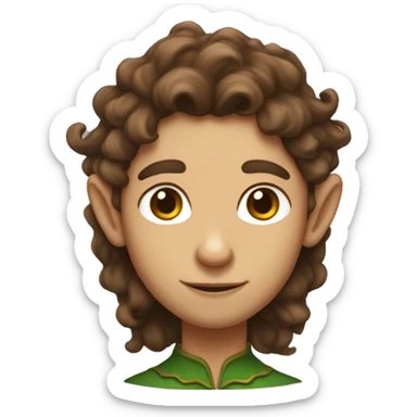 Elf with wavy brown hair and tanish skin sticker