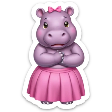 Hippo with a pink skirt sticker