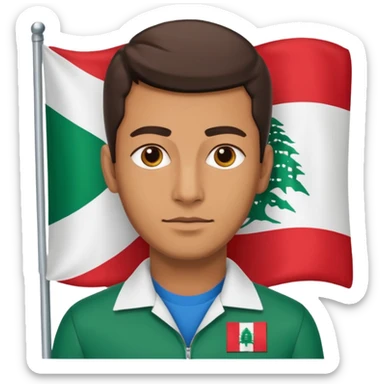 A guy with a lebanese flag sticker