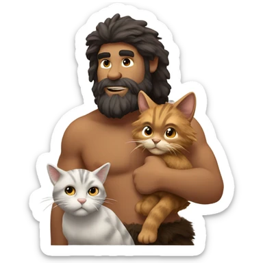 Caveman with cat sticker