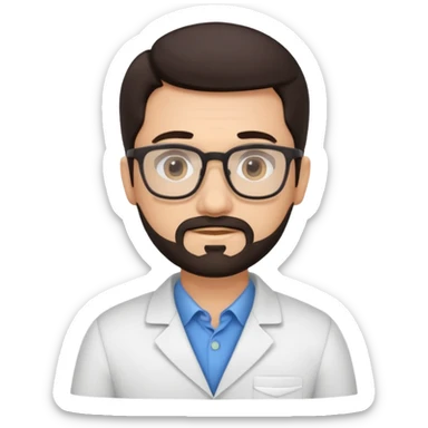 Cute cartoon therapist man dark hair, glasses, facial hair  sticker