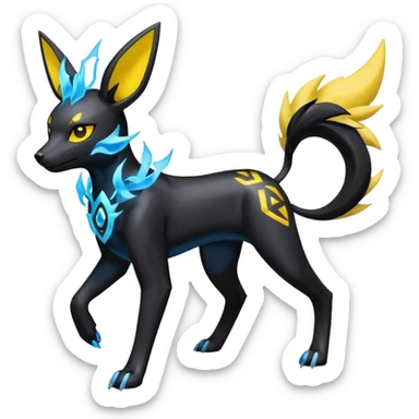 Houndoom-Electrike-Jolteon-Umbreon-Fakémon-hybrid-creature (full body)  sticker
