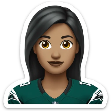  White female dark hair wearing Philadelphia Eagles jersey sticker