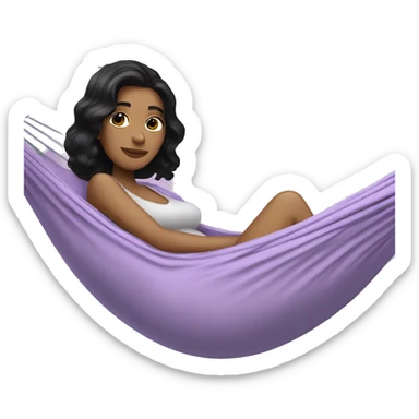 white girl with black hair laying in a lilac hammock sticker