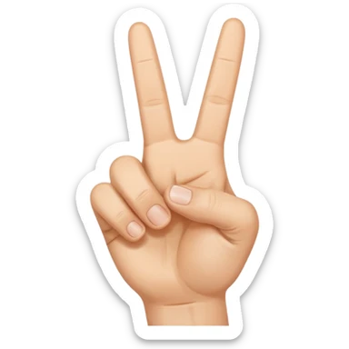 A hand doing the peace sign but with the thumb also out sticker