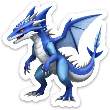 4-legged, clawing, sharp, spiky, cool, badass, angry, edgy Sergal-Sharpedo-Latios-Canine-Garchomp-Nargacuga-Silvally-Vaporeon-fusion-hybrid-creature, full body sticker