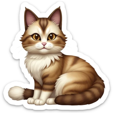 cinematic-[showshoe cat]-realistic-full-body-sitting-emoji,-tail-curled-playfully-around-its-paws,-head-tilted-dramatically,-fluffy-[brown mask white light brown back]-fur,-simplified-yet-realistic-focused-features,-highly-detailed,-glowing-with-an-almost-sarcastic-glow sticker