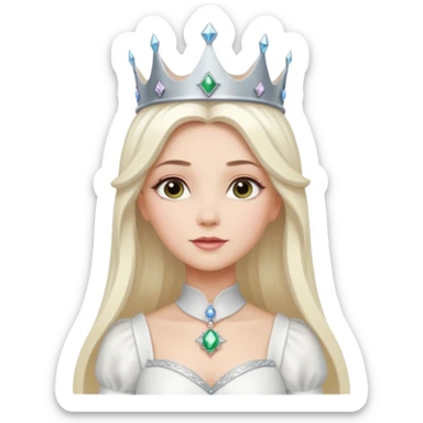 The Good Witch from The Land of Oz with long white blonde hair, white outfit and crown sticker