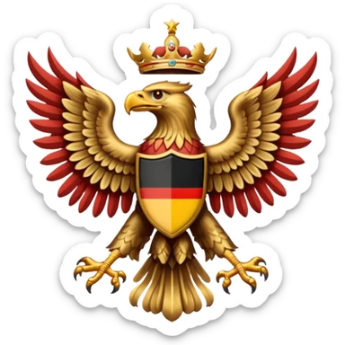 Make a German coloured 1940s inspired doubled headed eagle emoji  sticker