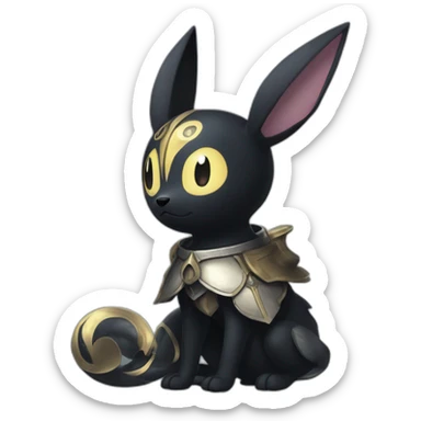 Umbreon from pokemon mixed with the knight from hollow knight sticker