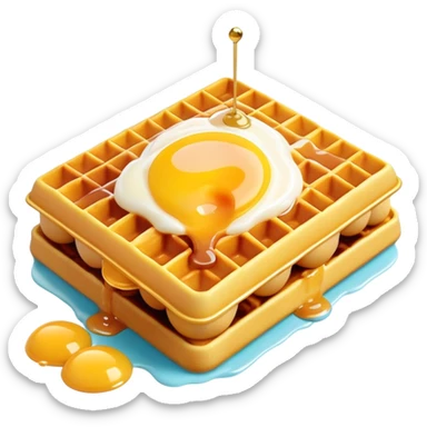 3D rendered hyper-realistic Hong Kong egg waffle with condensed milk drizzle, glossy golden bubbles, vibrant colors, candy-like texture, detailed bubble surfaces, fun presentation, soft lighting sticker
