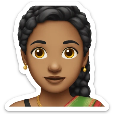 Light skin black hair girl wearing saree sticker