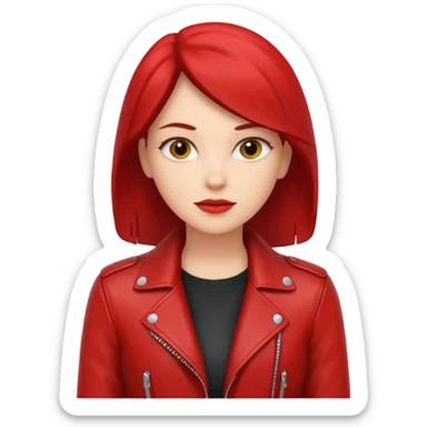 Motorbiker woman with red leather jacket sticker