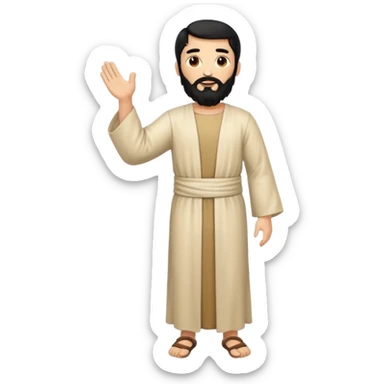 fullbody, head-to-toe, Jesus's apostle Thomas, black hair and black beard, hands down, normal emoji style, different pose sticker