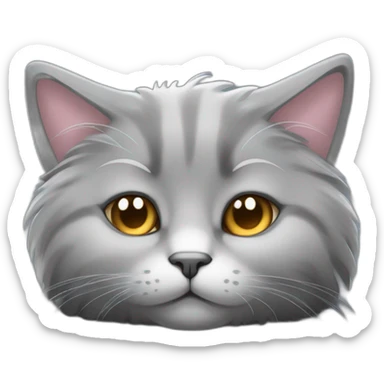 A fluffy gray cat curled up in the center of the bed The cat's eyes are closed and it is sleeping peacefully The cat's fur is soft and luxurious sticker