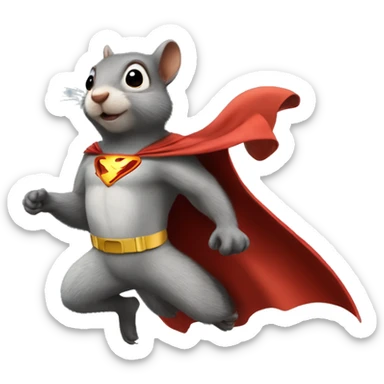 Squirrel as a superhero wearing a cape flying like Mighty Mouse  sticker