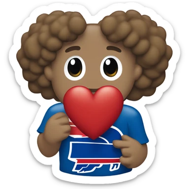 One solid Heart emoji with nothing outside of it with the blue border outside heart, red heart inside, smaller white heart inside of that, with the nfl Buffalo bills in the middle  sticker