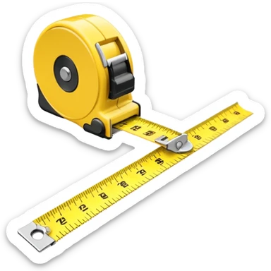 Yellow tape measure unrolled on table sticker