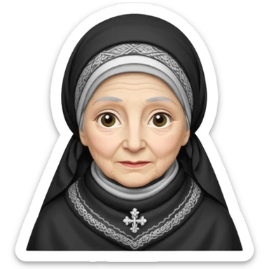 orthodox jewish woman with kerchief tied by neck circa. 1890 make into greyscale elderly sticker