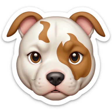 white pitbull face, brown patch over left eye sticker
