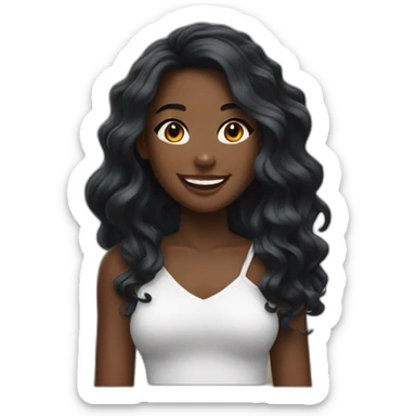 An ebony girl with long wave hair smiling  sticker