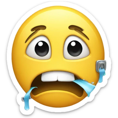 Crying emoji with zipper mouth opening sticker