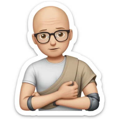 Make this guy bald with his glasses with a broken right arm in a sling sticker