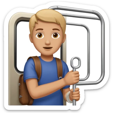 Rider holding grab bar,Metro Riders, inside metro train, no transparent. sticker