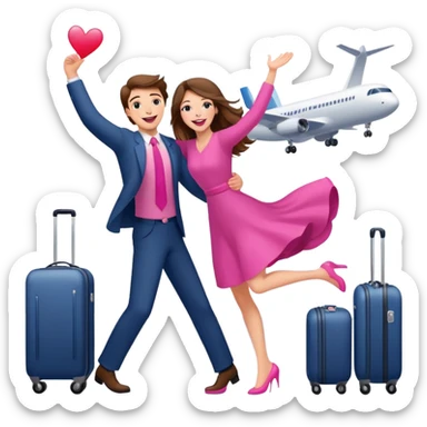  happy elegant beautiful girl flowy brown hair that is more valuable then corals excited to see the love of her life at the airport then the man lifts her up in the air embracing her this way she has pink lips sticker
