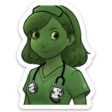 Brown hair white girl nurse  sticker