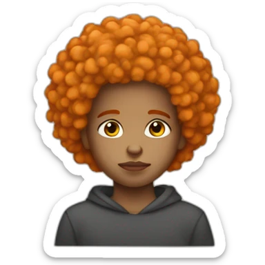 Light skin afro Orangehair thinking sticker