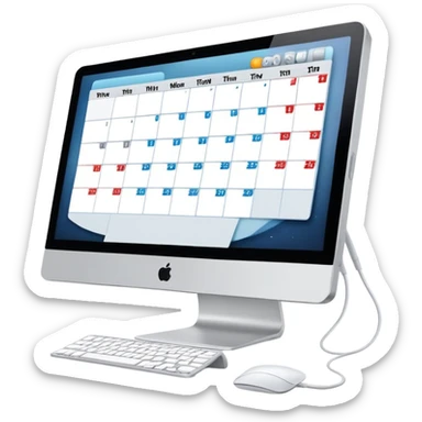 calendar and booking icons on iMac monitor sticker