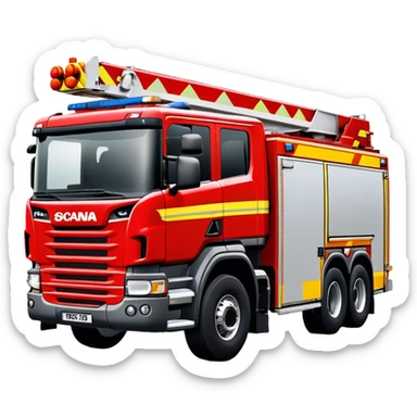 Fire Truck - Scania P320 Fire Truck (Model Year: 2015) (Iconic Colour: Red with white and yellow stripes) sticker