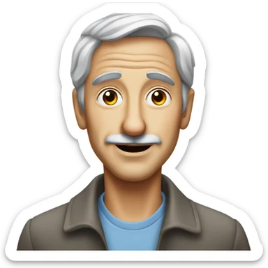Attractive older man with grey hair and nose like Pinocchio  sticker