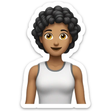 Persona de tes morena y pelo de color negro haciendo flexiones de brazos sticker