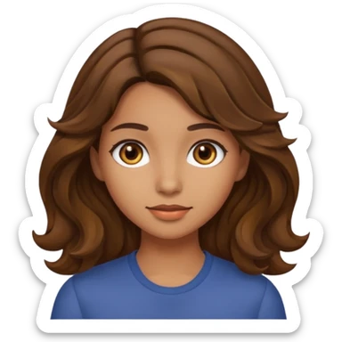 can you please make a girl with olive skin tone, brown hair, brown eyes and wavy hair sticker