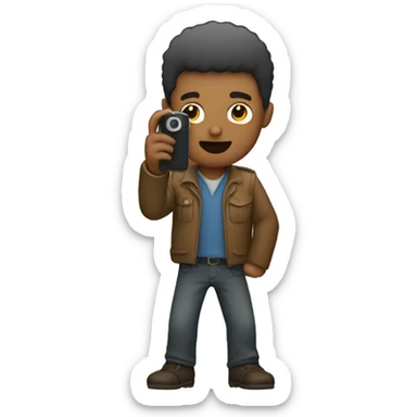 Person who holding his phone like he is shooting sticker