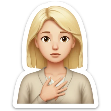 a blonde woman in a 2 crossroads in front of her places a hand on their chest, taking a deep breath before choosing the light path, symbolizing their decision to respond instead of react with peace. light sticker