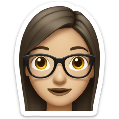  Brunette straight hair girl with braces and black glasses  sticker