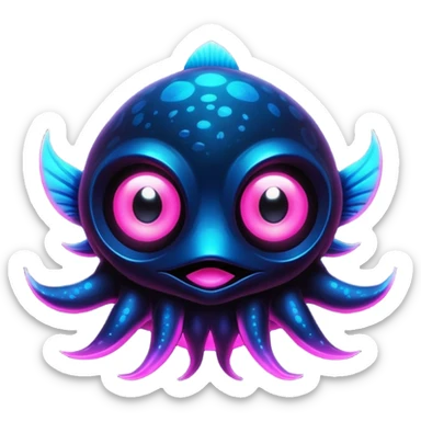 Black Dark Exotic Tropical Nocturnal Neon-glowing Abyssal Nightly Abyss-Fakémon-Creature sticker
