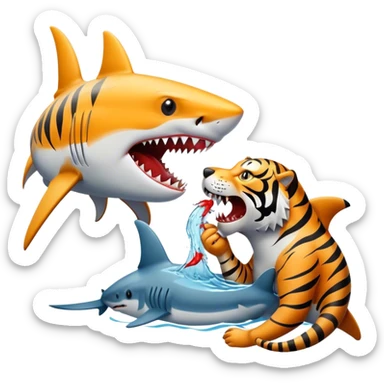 shark eating an autistic tiger sticker