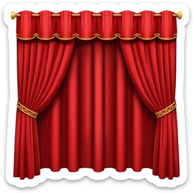 Simple, opened red theatre curtains with black background  sticker