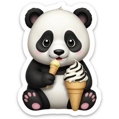Panda eating ice cream sticker